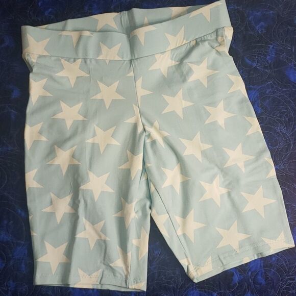 Torrid 0X Light Baby Blue White Stars Biker Shorts - Picture 5 of 8